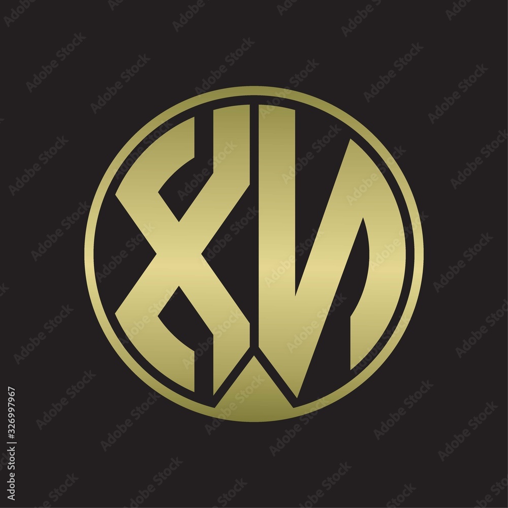 XN Logo monogram circle with piece ribbon style on gold colors XN Logo monogram circle with piece ribbon style on gold colors
