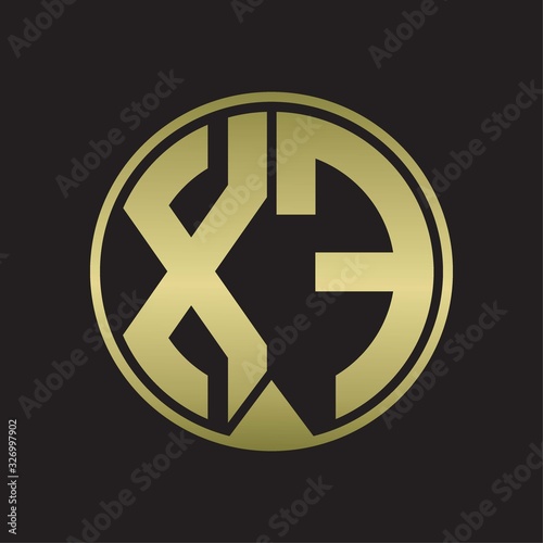 Free Download XF Logo monogram circle with piece ribbon style on gold colors - GFXLoad