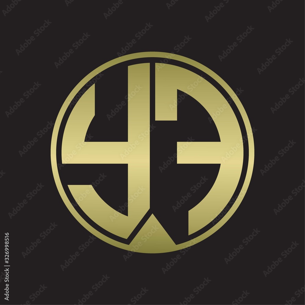 YF Logo monogram circle with piece ribbon style on gold colors