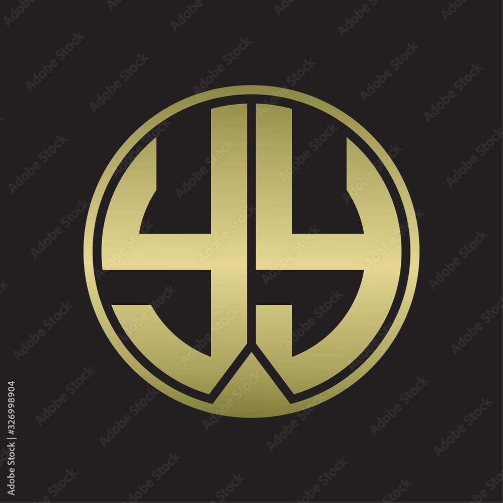 YY Logo monogram circle with piece ribbon style on gold colors YY Logo monogram circle with piece ribbon style on gold colors