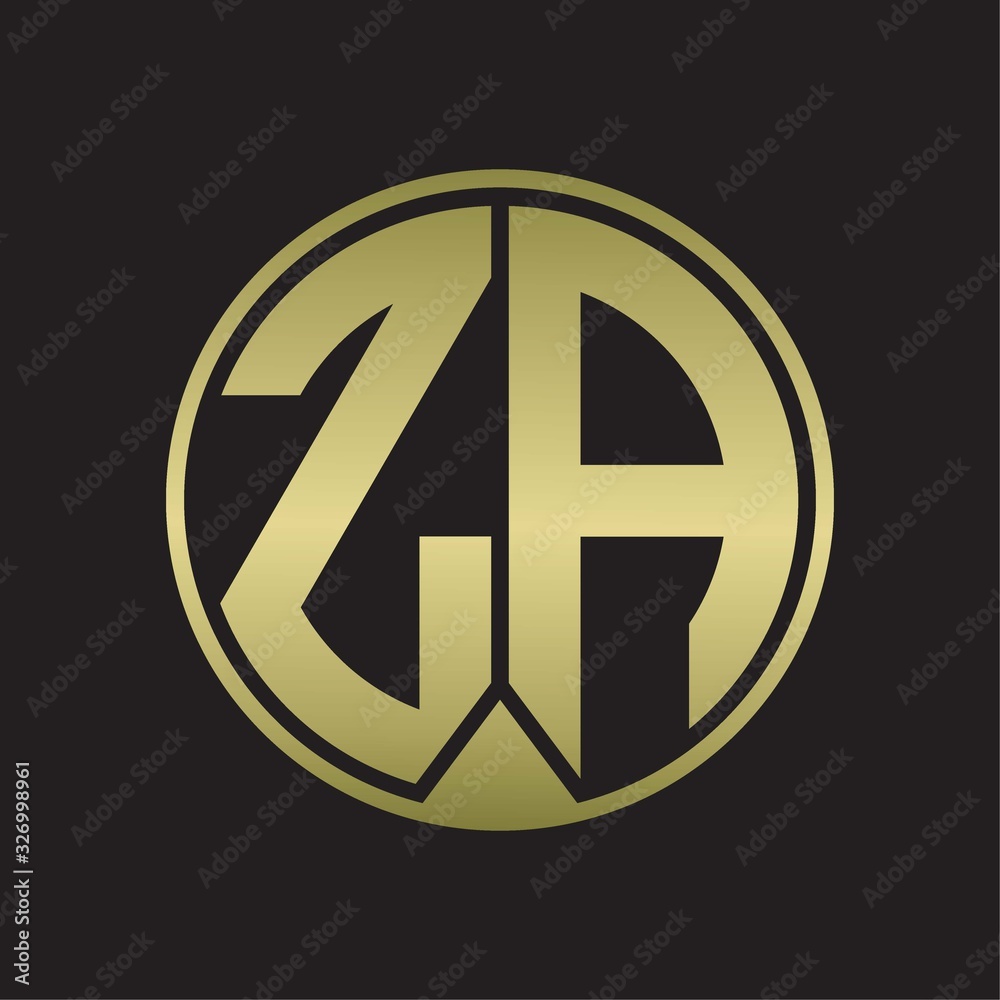 ZA Logo monogram circle with piece ribbon style on gold colors ZA Logo monogram circle with piece ribbon style on gold colors