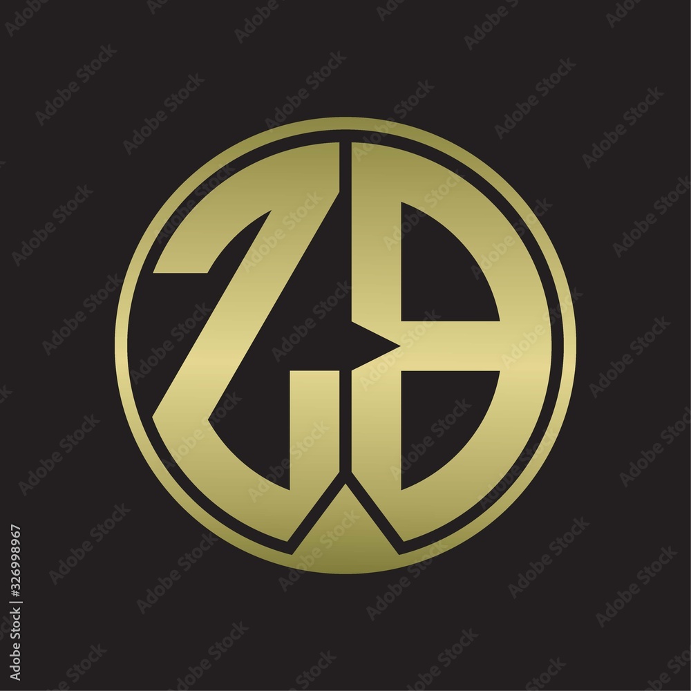 ZB Logo monogram circle with piece ribbon style on gold colors ZB Logo monogram circle with piece ribbon style on gold colors