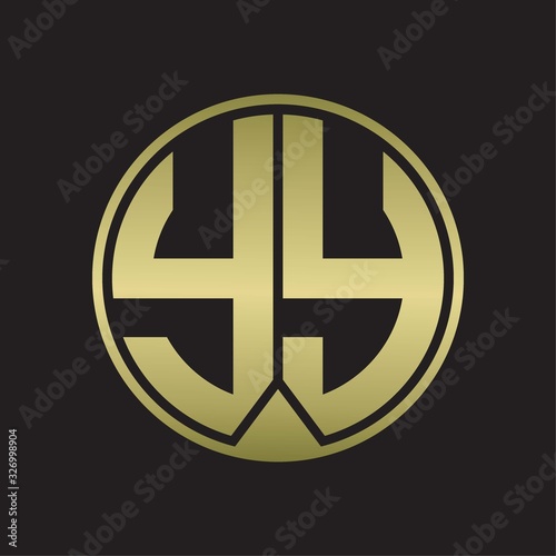 Free Download YY Logo monogram circle with piece ribbon style on gold colors - GFXLoad