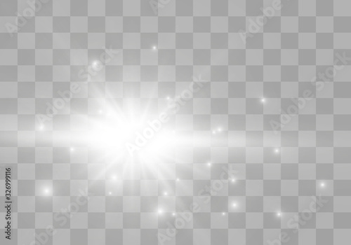 Transparent glow light effect. Star burst with sparkles. © timchig