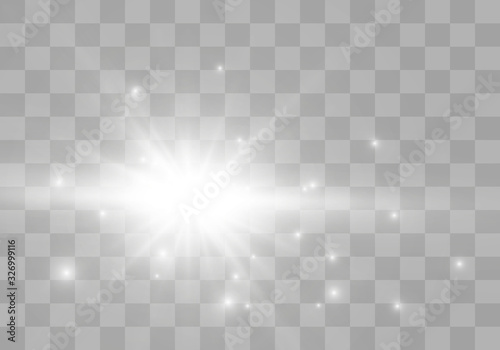 Transparent glow light effect. Star burst with sparkles.