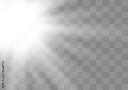 White glowing light burst explosion with transparent. Vector illustration for cool effect decoration with ray sparkles. Bright star. Transparent shine gradient glitter, bright flare. Glare texture.