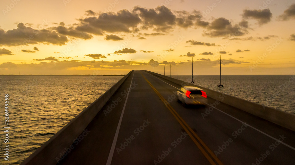 Beautiful Sunset over the Seven Mile bridge in Florida