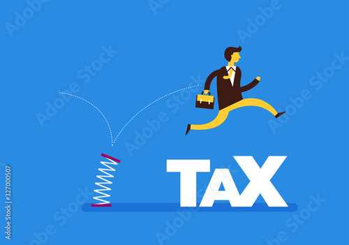 Business jumping from spring. Concept business vector illustration, Flat cartoon design