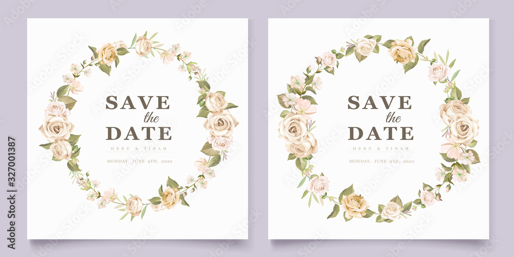 elegant wedding invitation card with floral and leaves elegant wedding invitation card with floral and leaves