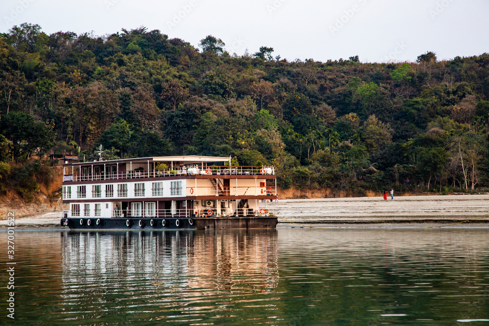 Fototapeta premium moored on the banks of the Brahmaputra