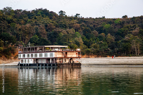 moored on the banks of the Brahmaputra