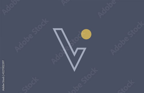 line V alphabet letter logo icon design yellow blue for company and business