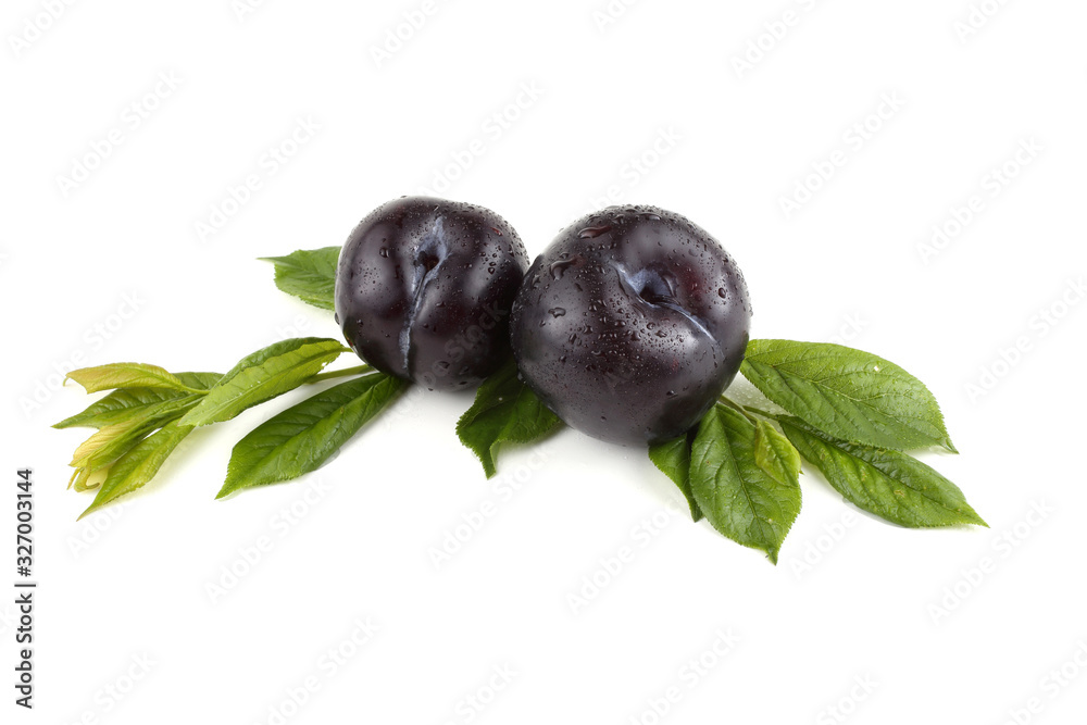 Obraz premium Plums and leaves
