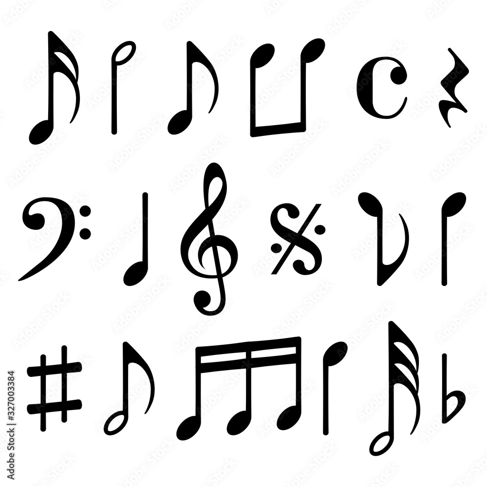 Music notes icons set isolated on white background. Vector illustration Music notes icons set isolated on white background. Vector illustration