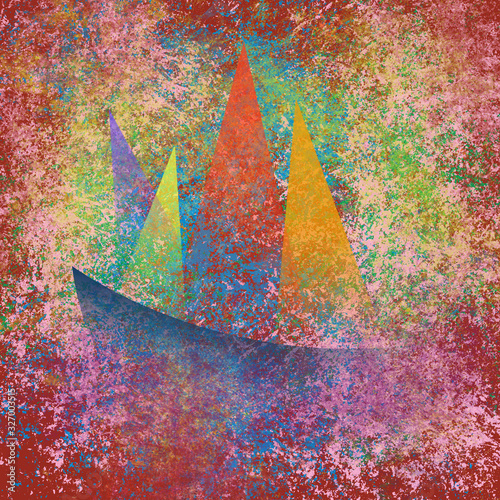 Abstract image similar to a sailing boat in the sea