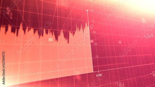 Financial graph showing statistics, prices falling, stock market crash, crisis, inflation rate. Electronic chart with stock market fluctuations abstract concept.