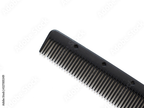 professional hairdresser comb, barber, salon, black, isolated on white background close up