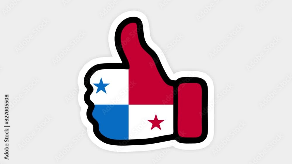 Drawing, animation is in form of like, heart, chat, thumb up with the image of Panama flag . White background Drawing, animation is in form of like, heart, chat, thumb up with the image of Panama flag . White background