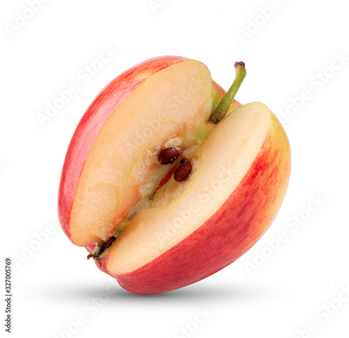 half red apple isolated on white background