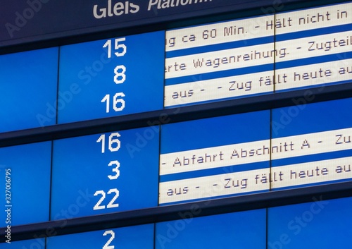 Abfahrtstafel Verspätungen Bahnverkehr 