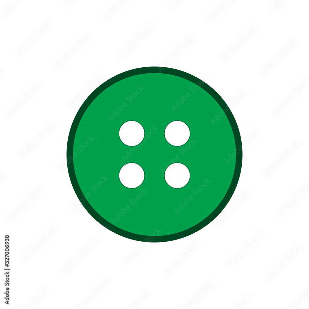 Green button for clothes, flat icon isolated on white Green button for clothes, flat icon isolated on white