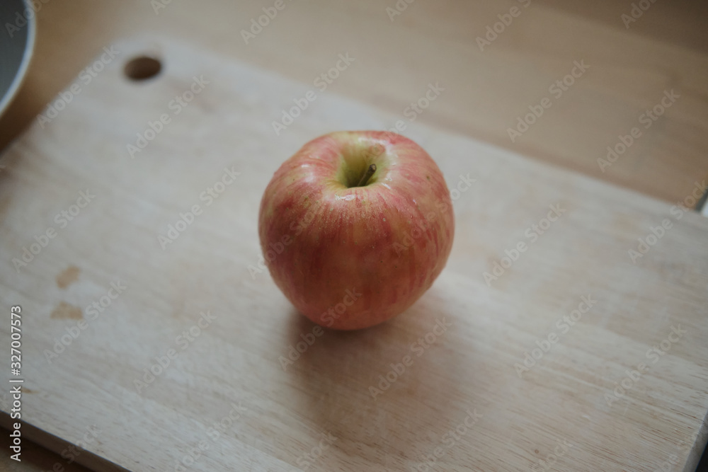 fresh apple on the wood plate fresh apple on the wood plate