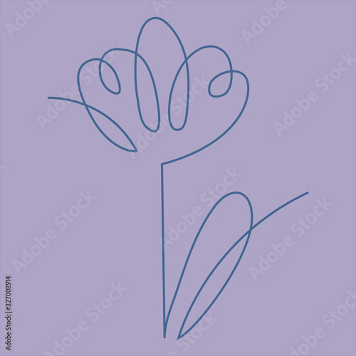 flower in the one line art for greeting cards, design of cosmetic packaging, prints, thematic design