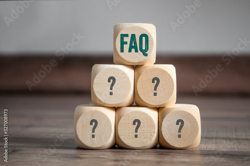 Cubes and dice with acronym faq frequently asked questions