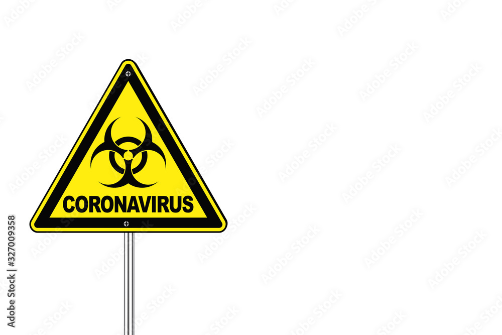 2019-nCoV Coronavirus Danger Area Yellow Biohazard Road Sign. 3d Rendering 2019-nCoV Coronavirus Danger Area Yellow Biohazard Road Sign. 3d Rendering