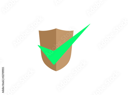 Checkmark shield secure connection icon for logo design illustration on white background
