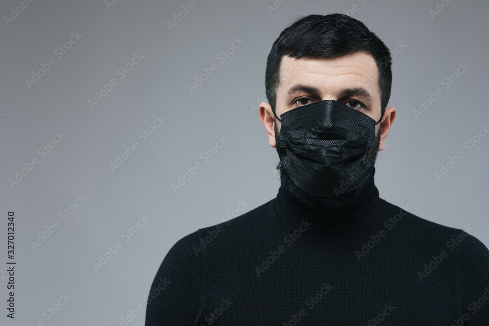 Man wearing breath mask for protect something that cause allergic reactions include pollen, dust particles and animal, bacteria. Man wearing breath mask for protect something that cause allergic reactions include pollen, dust particles and animal, bacteria.