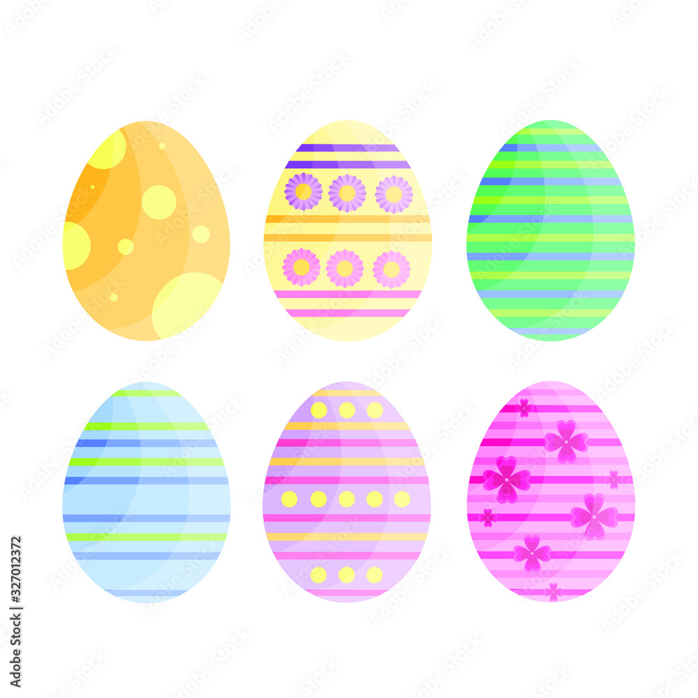This is vector set of Easter eggs isolated on white background.