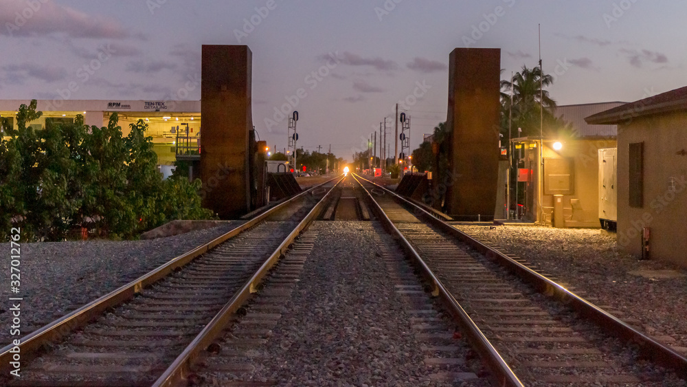 Fort Lauderdale railways tracks in Florida at night