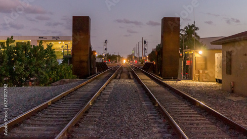 Fort Lauderdale railways tracks in Florida at night