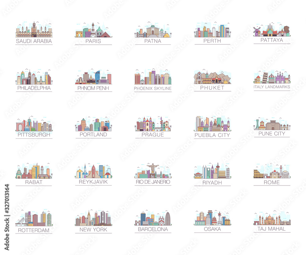 Fototapeta premium Set Of Cityscape Flat Vectors 