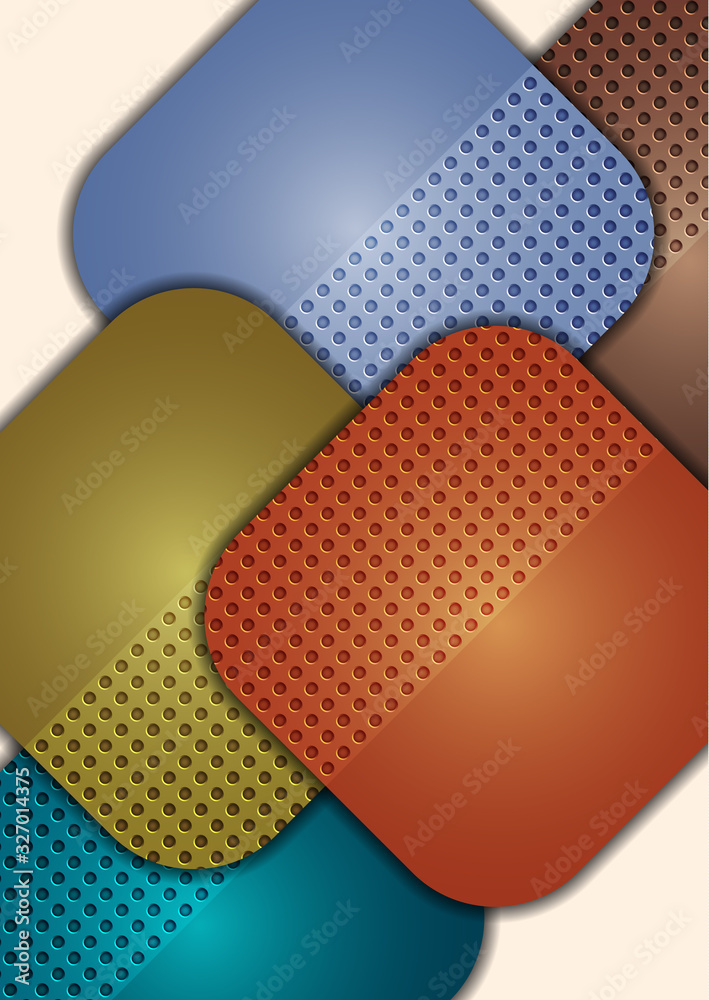 Fototapeta premium Abstract geometric background, colored round squares form a banner. Modern template for business brochure, flyer, presentation or web design layout.