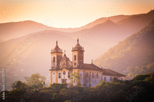 A church at Ouro Preto, Minas Gerais, Brazil. Ouro Preto is former capital of the state of Minas Gerais, Brazil. This city used to be a very rich city from gold mining