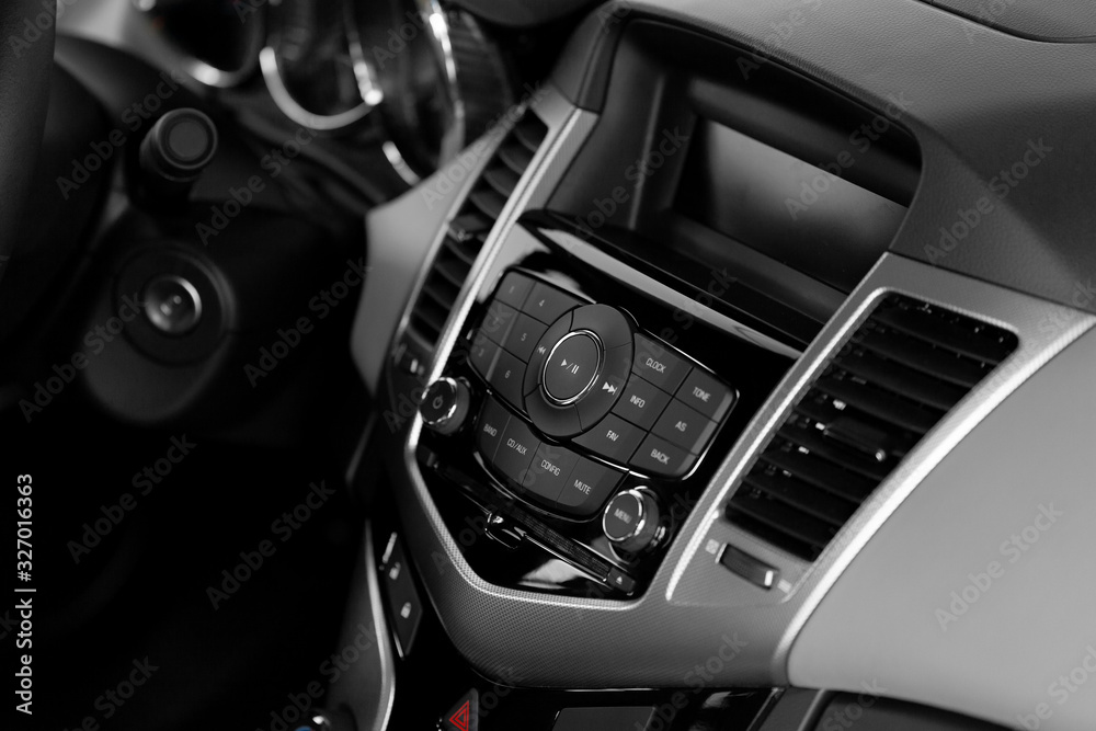 Dashboard of a modern car. Car interior. Automotive and transport industry.