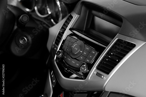 Dashboard of a modern car. Car interior. Automotive and transport industry.
