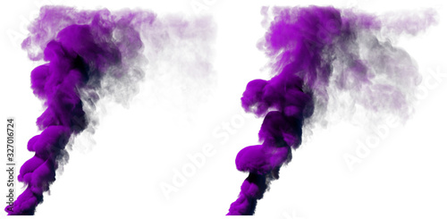3D illustration of object - nice purple smoke pillar isolated on white background