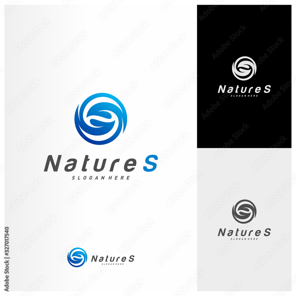 Letter S with Leaf logo design vector. Nature S logo template. icon symbol