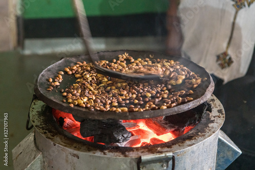 Roasting of coffee beans