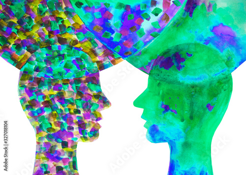 Disegno grafico acquerello due punti di vista differenti