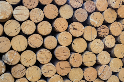 Closeup of a wall of used wine corks