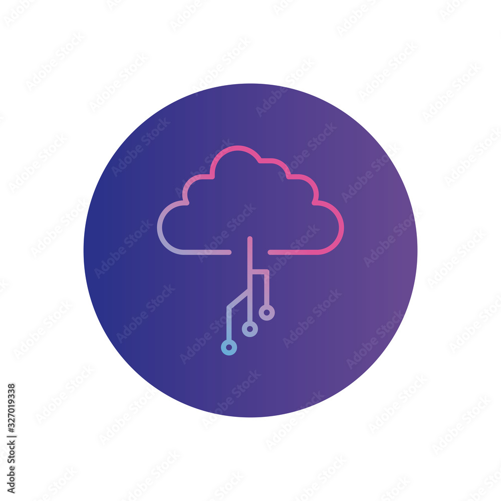 Isolated cloud with circuit gradient style icon vector design Isolated cloud with circuit gradient style icon vector design