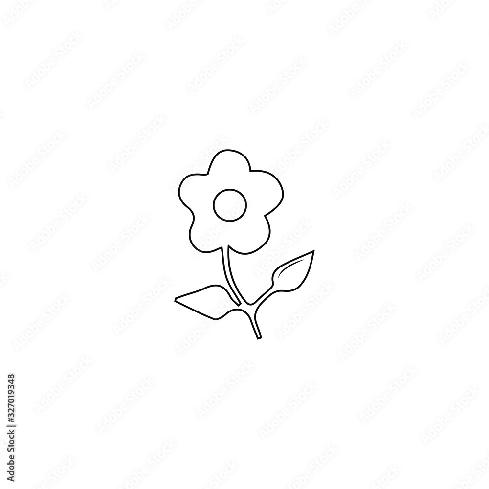 Obraz premium Hand drawn flower object. Female logo element, romantic floral clipart. For florists or weddings related business branding and personality. Black on white isolated symbol.