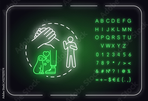 Be loyal neon light concept icon. Friendship advice. Being faithful and trustworthy friend idea. Outer glowing sign with alphabet, numbers and symbols. Vector isolated RGB color illustration