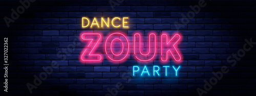Zouk dance party colorful neon banner