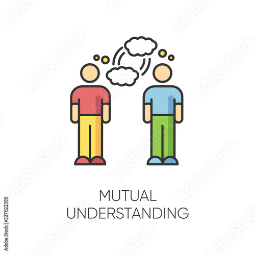 Mutual understanding RGB color icon. Psychological connection, strong interpersonal bond, friendship symbol. Friends communication, empathy and sympathy. Isolated vector illustration
