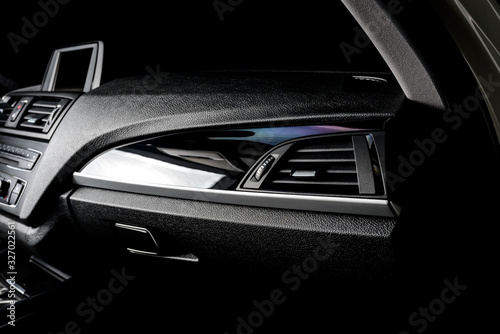 The ideal surface of plastic in the interior of the car is black after polishing and cleaning with car chemistry